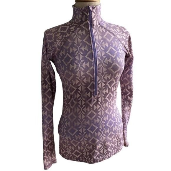 Nike Pro Women's Track Jacket S Half Zip Athletic Purple Pink Geo Thumb Holes - Picture 2 of 15